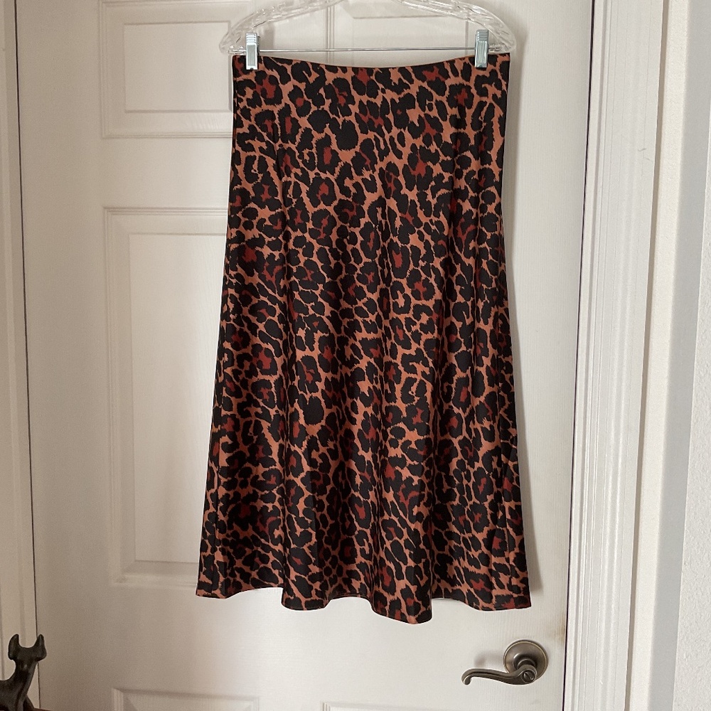 JCrew Leopard NWT Slip Skirt size M